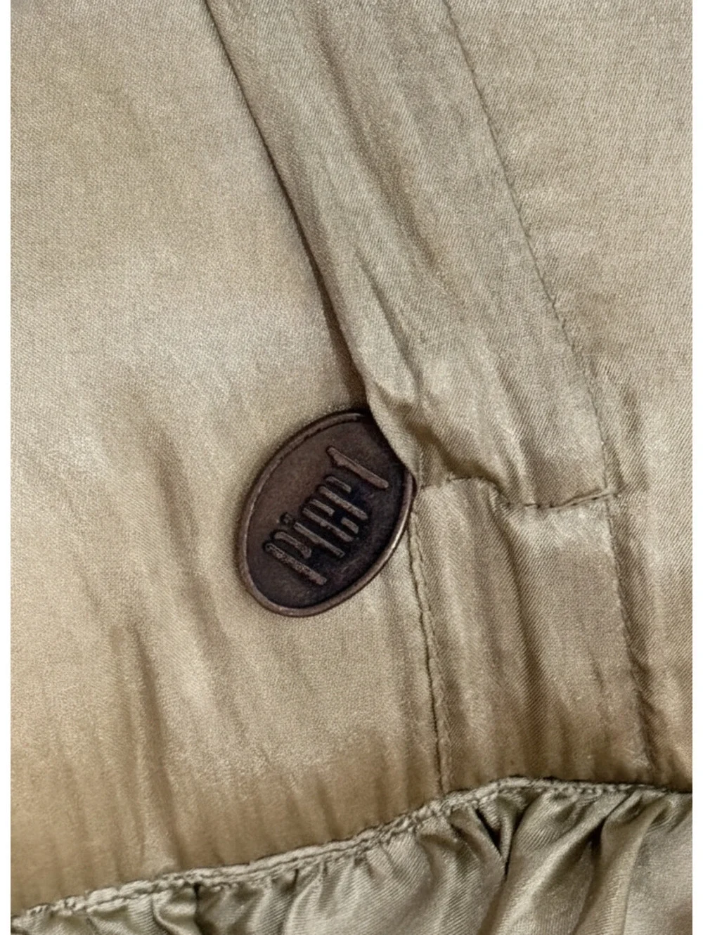 Pier One Olive Green Ruffle Decorative Pillow 12x12